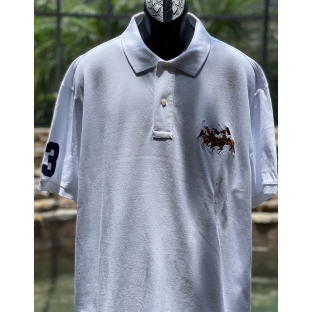 Polo Ralph Lauren Horse Golf Match Play White Cotton Polo Shirt 2XLT NWT